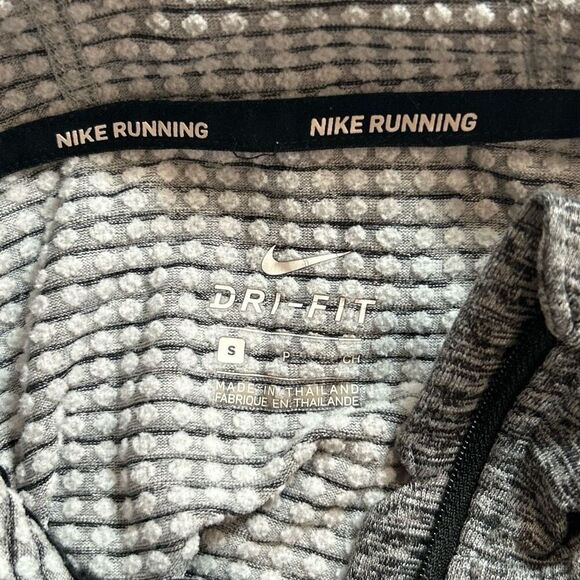 Nike Dri-Fit Running Jacket Small Hooded Gray Heather Full Zip Long Sleeves - Picture 8 of 8